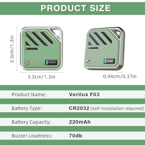 Verilux® Air for iOS Item Finder with Loop Hole Smart Bluetooth Tracker Compatible with Find My App Key GPS Tracking Device for Kids Safety Magnetic Green 3PCS Verilux® Air for iOS Item Finder with Loop Hole Smart Bluetooth Tracker Compatible with Find My App Key GPS Tracking Device for Kids Safety Magnetic Green 3PCS